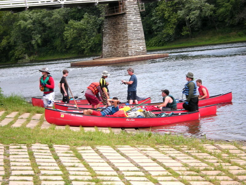 A unit loading into a canoe